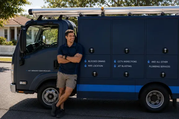 Licensed Croydon plumber at the van