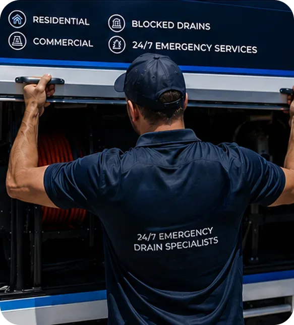 A licensed Croydon plumber at the service van